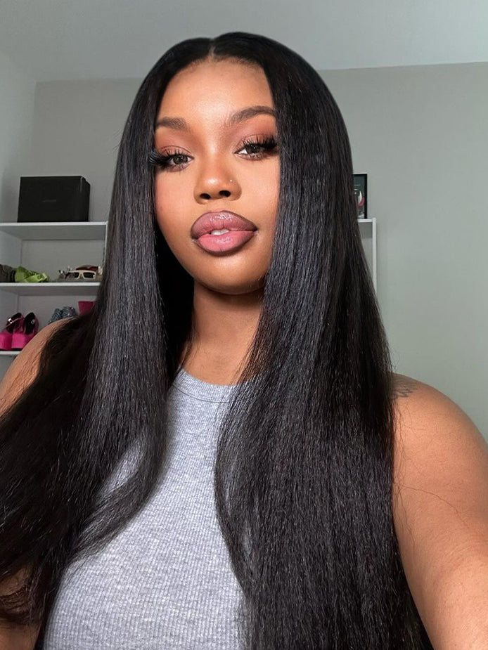 hd-transparent-glueless-lace-front-wig-slkin-melt-lace-closure-with-100-human-virgin-hair-kinky-straight-hair-pre-cut-pre-plucked-wear-go-wig-luxybie-beauty