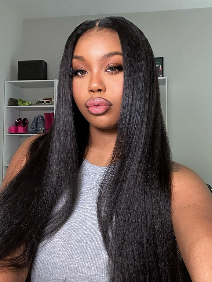 hd-transparent-glueless-lace-front-wig-slkin-melt-lace-closure-with-100-human-virgin-hair-kinky-straight-hair-pre-cut-pre-plucked-wear-go-wig-luxybie-beauty