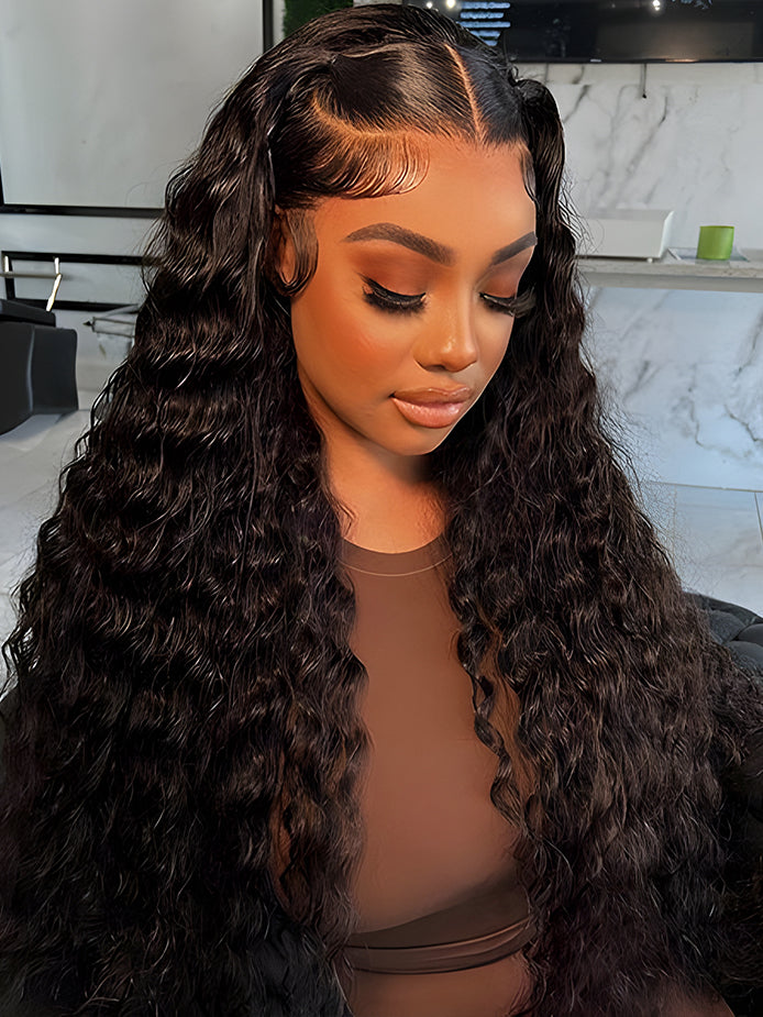 4x4 Transparent Lace Closure Water Wave Wig 100% Human Virgin Hair | Luxybie Beauty