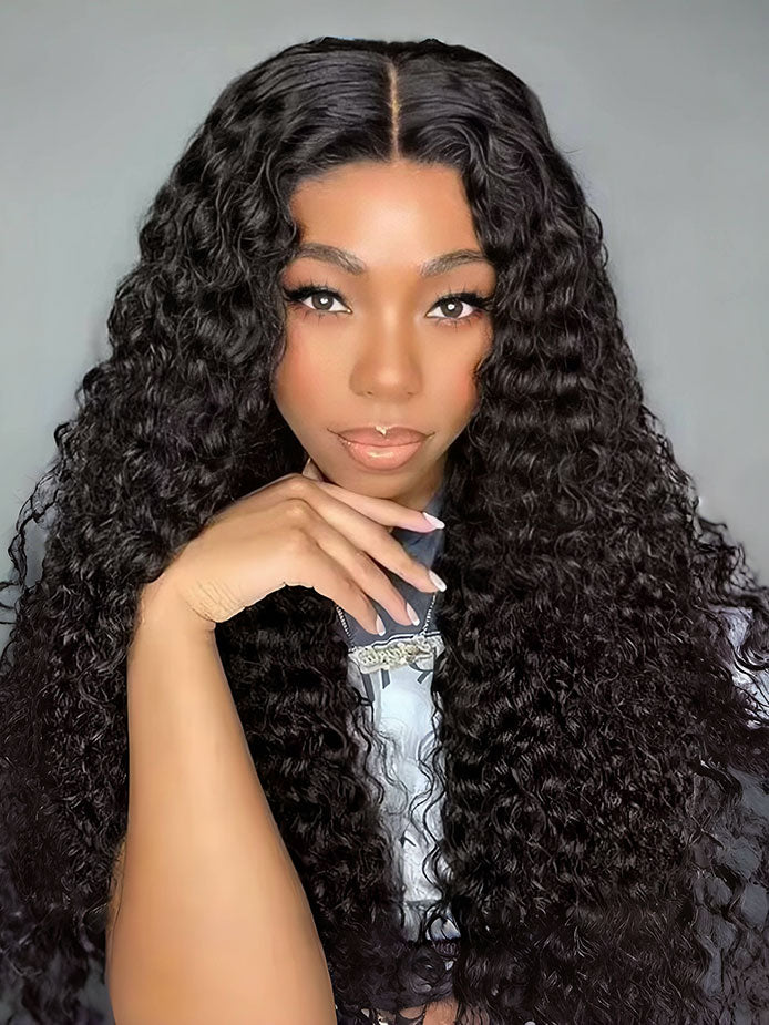 4x4 Transparent Lace Closure Water Wave Wig 100% Human Virgin Hair | Luxybie Beauty